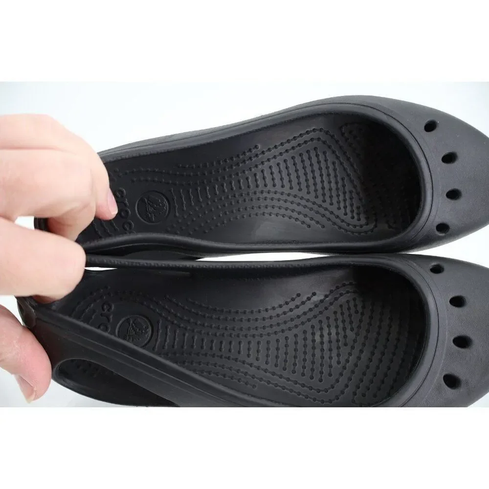 CROCS Women's Kadee Flats Size 7 Slingback Shoe Black Rubber Slip On Vented